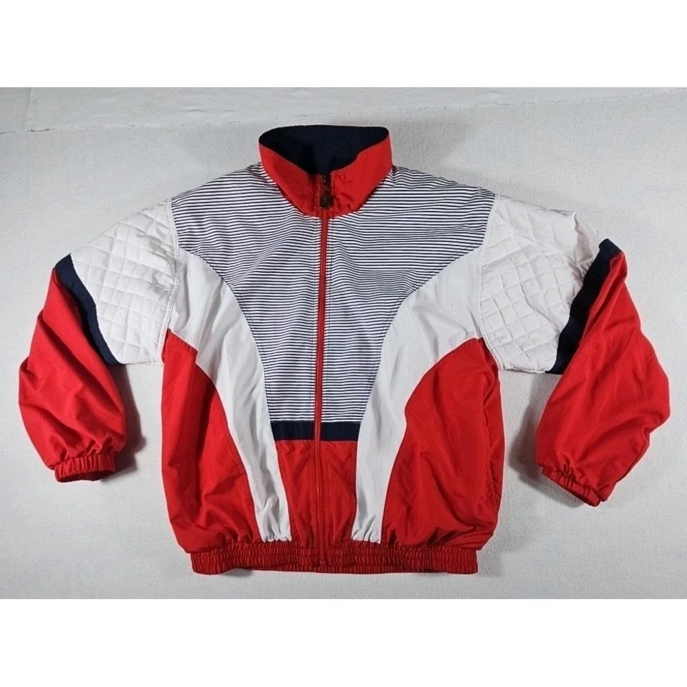 Vintage Pebble Beach‎ Color Block Windbreaker Red White Blue Size Small